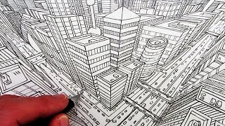 How to Draw a City in 3Point Perspective [upl. by Cynarra]