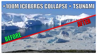 Incredible GLACIER CALVING amp TSUNAMI WAVE Caught On Camera  Glacier Wall Collapse Greenland [upl. by Htnnek]