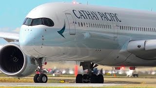 SENSATIONAL Cathay Pacific Airbus A350900 CLOSEUP Takeoff ● Melbourne Airport Plane Spotting [upl. by Aurore173]