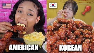 AMERICAN VS KOREAN MUKBANGERS [upl. by Ariat130]