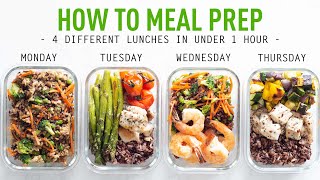 How To Meal Prep 4 Different Lunches In Under 1 Hour [upl. by Ardnikat234]