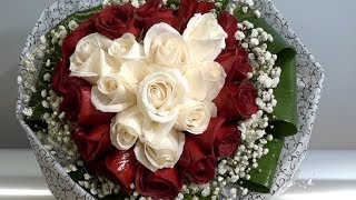 Making Heart Shaped Hand Tied Rose Bouquet [upl. by Gladwin]